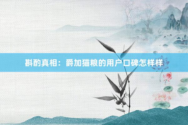 斟酌真相：爵加猫粮的用户口碑怎样样