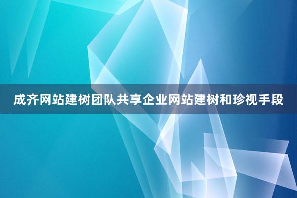 成齐网站建树团队共享企业网站建树和珍视手段