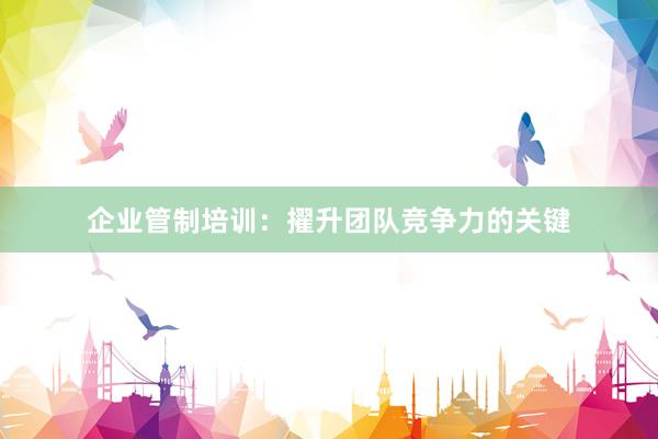 企业管制培训：擢升团队竞争力的关键
