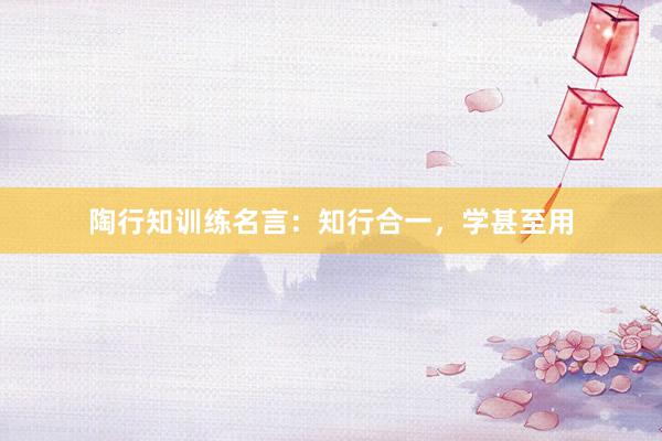 陶行知训练名言：知行合一，学甚至用